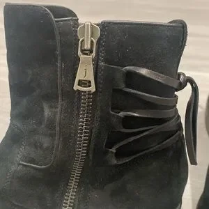 John Varvatos Black Suede Zip Up Boots in Size   9.5 John Varvatos Morrison Black Suede Sheep Leather Sharpei  main image 3